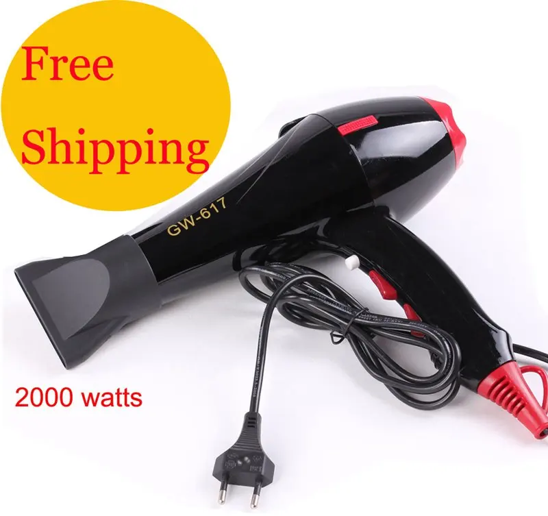 Free shipping 2000 watts hair dryer in black,salon hair dryer GW 617