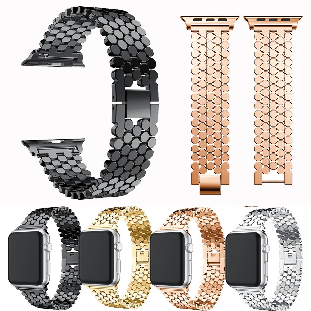 

Fashion Stainless Steel Strap For Apple Watch Band 4 42mm 44mm Metal Bracelet Watch Strap For iWatch Series 1 2 3 38mm 42mm