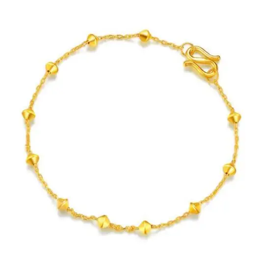 

Hot Sale Authentic 999 Solid 24k Yellow Gold Beads Bracelet Lady's Bracelet 2.55