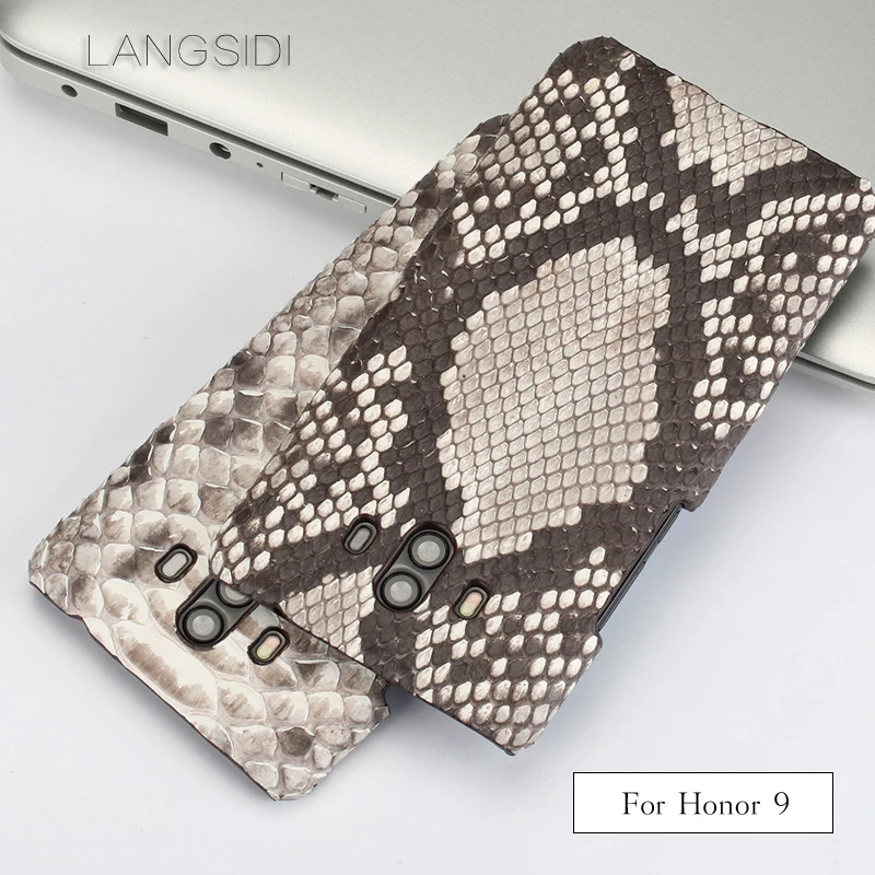 

wangcangli For Huawei Honor 9 Luxury handmade real python Skin leather phone case Genuine Leather phone case