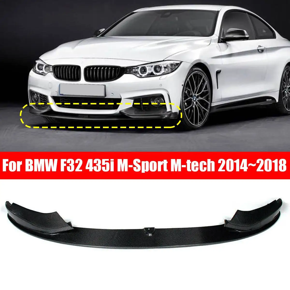 

1PCS Car Front Bumper Lip Spoiler Splitters Carbon Fiber Black Lip Chin Spoiler For BMW F32 435i M Sport M tech 2014 - 2018