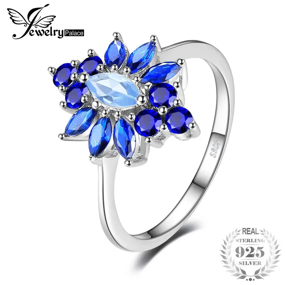Jewelrypalace Luxury 25Ct Marquise Created Blue Spinel Flower Ring 925 Sterling Silver Engagement For Women Party Jewelry huismerk kopen in de aanbieding Jewelrypalace Luxury 25Ct Marquise Created Blue Spinel Flower Ring 925 Sterling Silver Engagement For Women Party Jewelry huismerk kopen in de aanbieding