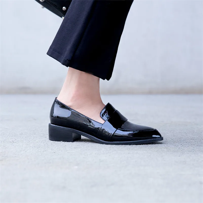 FEDONAS/Высококачественная простая модная женская обувь из натуральной коровьей кожи; сезон весна-осень; женские черные туфли-лодочки в стиле панк