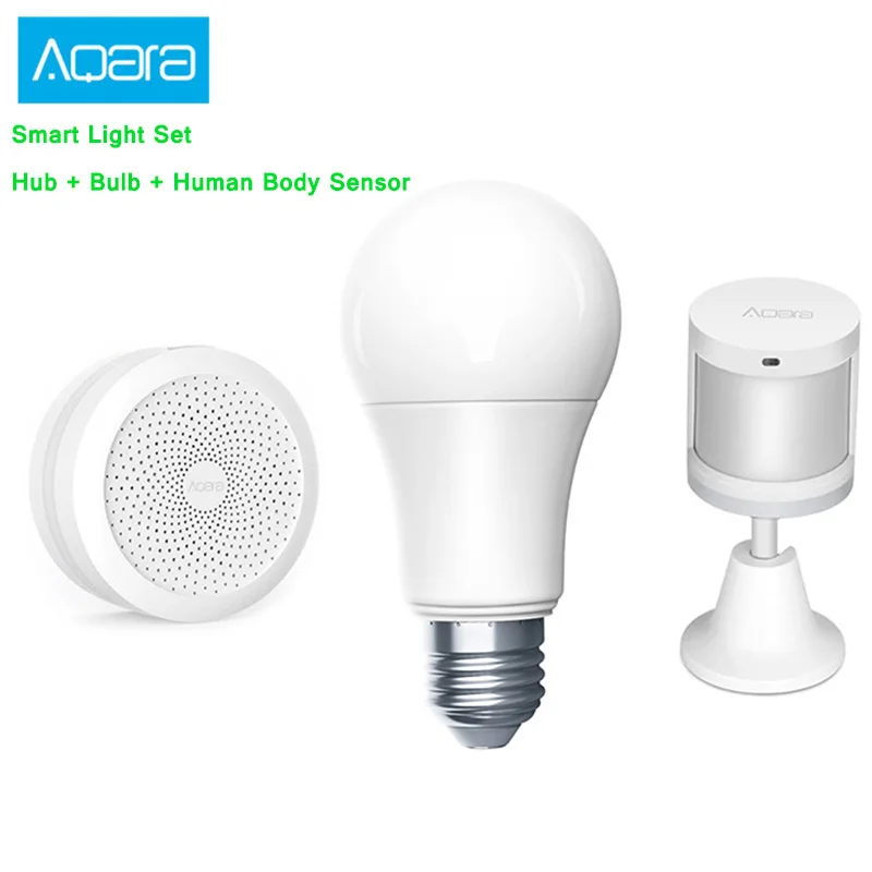 

Original Aqara Smart Light Set Hub + Bulb + Human Body Sensor ZigBee Home Lighting Kit Work For Xiaomi Smart Home Kits