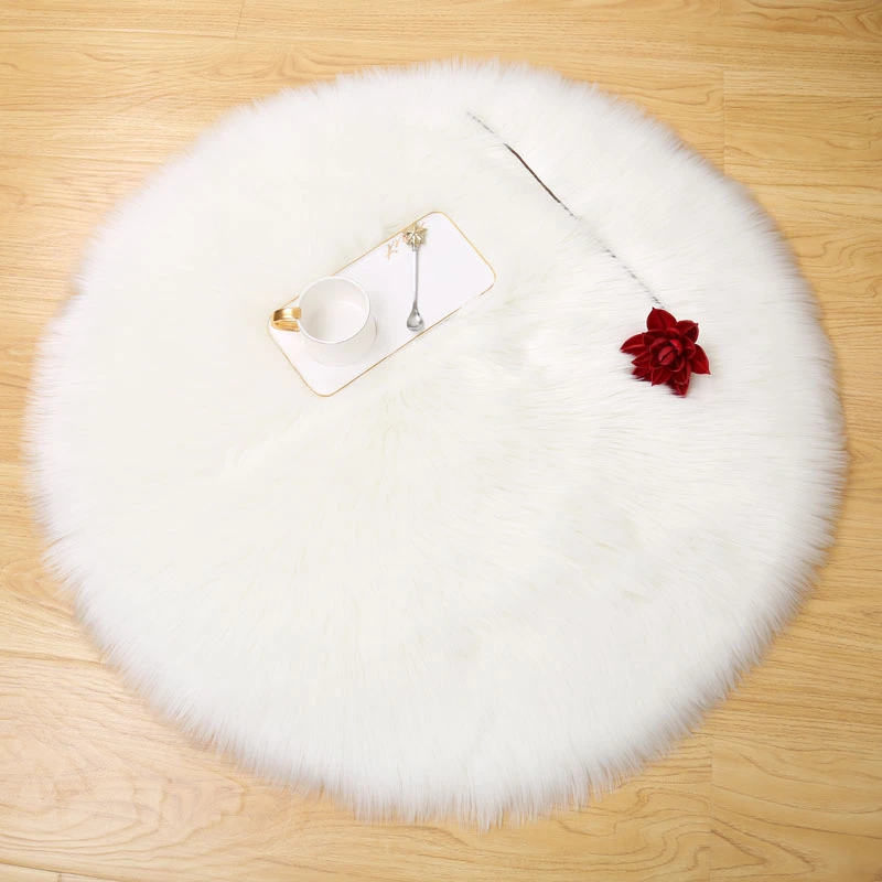 

Senior Home Round Imitation Wool Yoga Carpet Baby Bedroom Bedside Blanket Chair Mat Plush Bay Window Carpet Decoration Custom