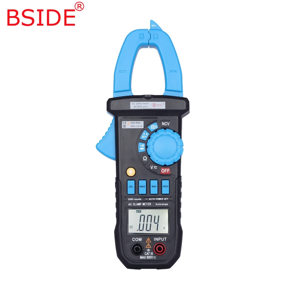 

BSIDE Professional AC Current Digital Clamp Meter ACM01Plus Auto Range 2000 Counts Multimeter DC/AC voltage Resistance Tester