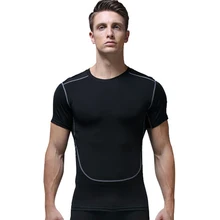 Новая спортивная мужская футболка с коротким рукавом, одноцветная футболка для бега, Мужская облегающая футболка для тенниса и футбола