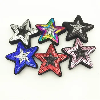 

60pcs 7.5cm Stars Sequins Patch Sewing Clothes Jeans Embroidery Patches Hotfix Applique