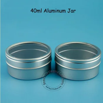 

50pcs/lot Empty 40ml Aluminium Jar with Transparent Film Cream Jewelry Jar 4/3OZ Display Bottle 40g Facial Cream Container