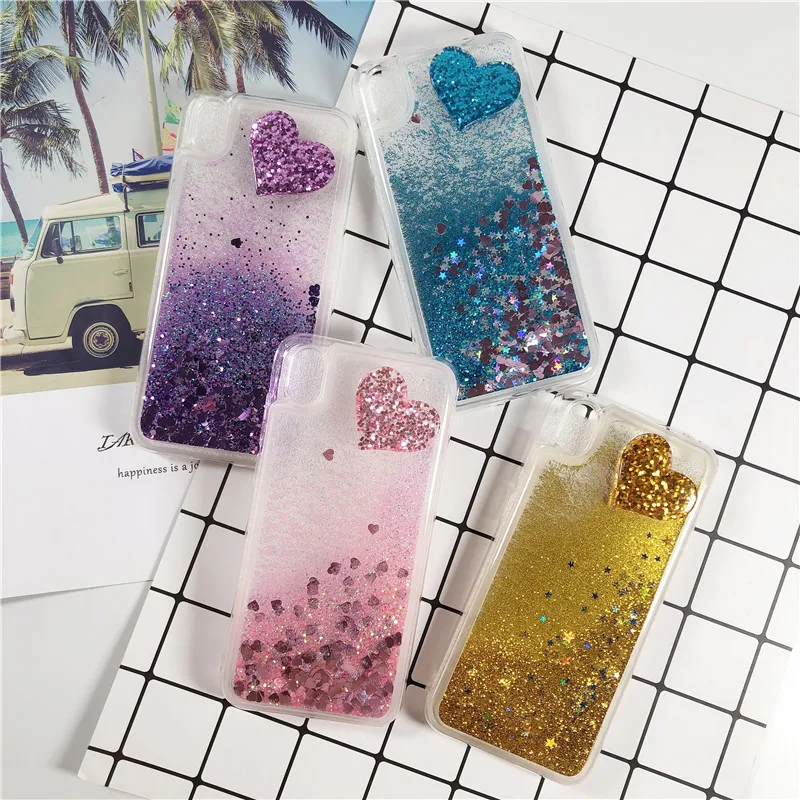 

Liquid Quicksand Case For Huawei Honor 8S Soft Silicone Cover For Honor 8S 8S KSE-LX9 KSE LX9 Honor8S Cases Heart Love Bling