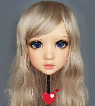 Wo) Женская милая девушка смолы половина головы Kigurumi маска с BJD средства ухода для век косплэй японского аниме роль маска Лолиты Crossdress кукла - Цвет: Standard makeup