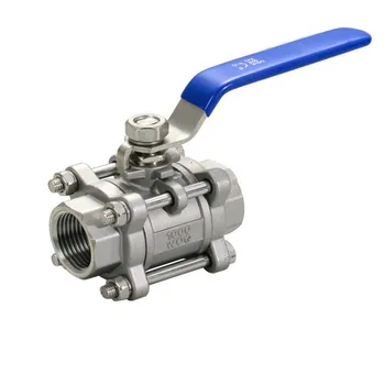 

1/2" DN15 Stainless Steel 304 3 Piece Full Port Ball Valve BSPT Female Max 1000 psi Manual Handle