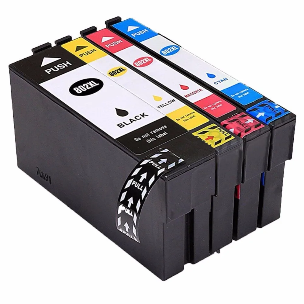 XIMO 4PCS 802 Ink Cartridge Replacement for WorkForce Pro WF 4720 WF 4730 WF 4734 WF 4740
