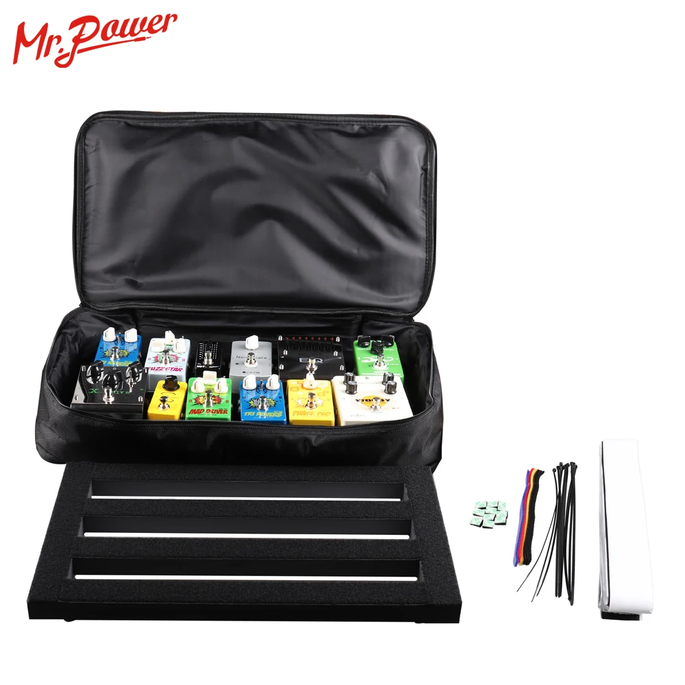 Comprar Pedalboard de aluminio negro Diy guitarra bajo Pedal tablero con cinta mágica Cable correas para la venta nuevo 200 D