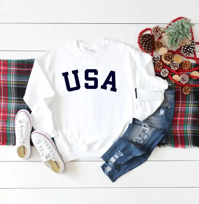 Skuggnas New Arrival USA Sweatshirt 70s US Clothing Gift Patriot and university students gift Long Sleeve Fashion Jumper