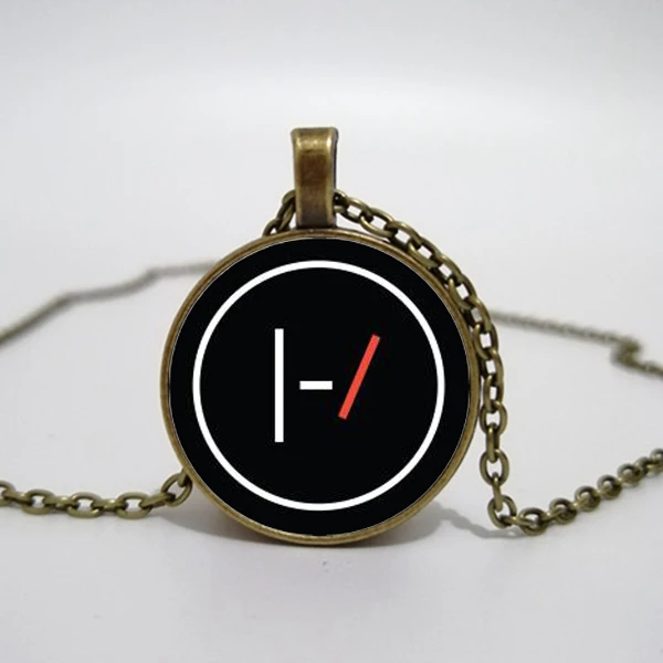 

Necklace, twenty-one pilot glass necklace, punk rock fashion music band logo, glass photo, cabochon pendant necklace