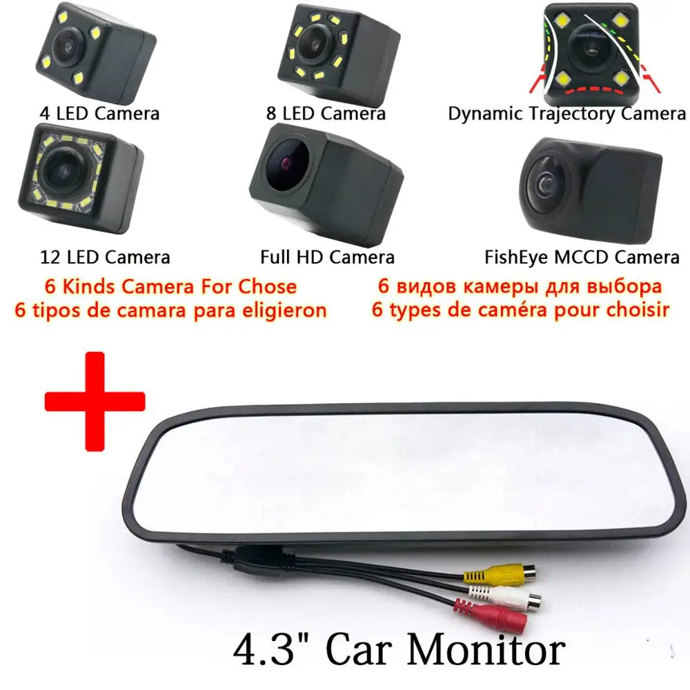 Рыбий глаз 1080P MCCD HD резервная камера заднего вида подходит для VW Passat Jetta 2009 2010 2011 Polo 2013 Bora 2009 2010 автомобиля - Название цвета: Camera 4.3 Mirror