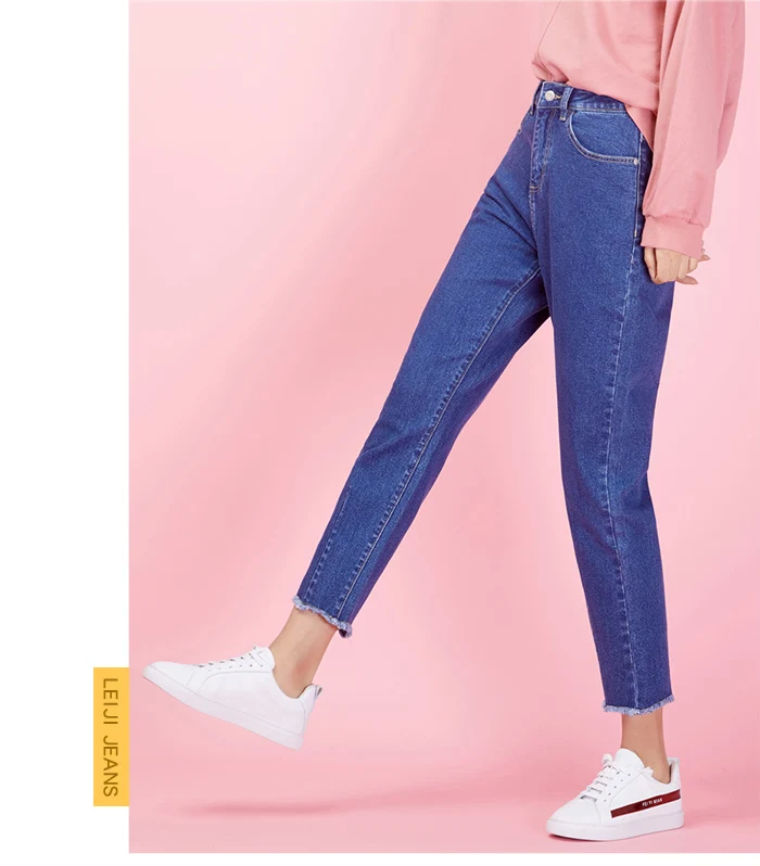 LEIJIJEANS, новинка размера плюс, низкая эластичность, средняя посадка, свободные, повседневные, высокая, уличный стиль, синие, серые, классические, Харлан, свободные женские джинсы 9018
