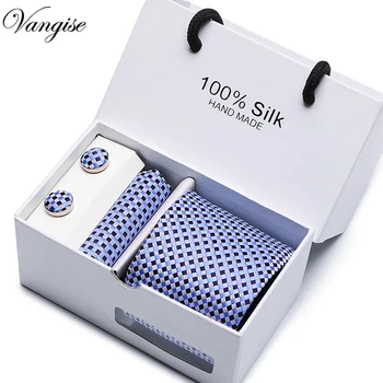 

Brand 7.5cm Classic Men Tie Business Wedding Striped Tie For Man Gift Set Tie,Handkerchief,Cufflinks in 1 Gift Box
