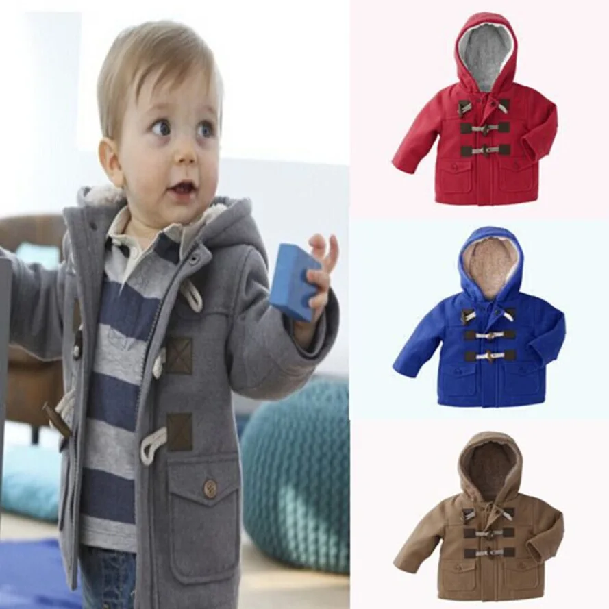 Baby Boys Jacket Winter Clothes 2 Color Outerwear Coat Cotton Thick
