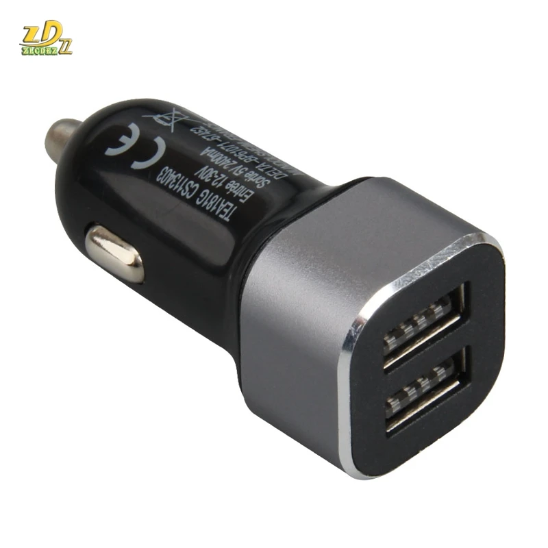 50pcs/lot little Square metal high quality 5V 3.4A 2.4A+1A Metal Dual USB Car Charger For iPhone X 8 XS Samsung Fast Charging | Мобильные