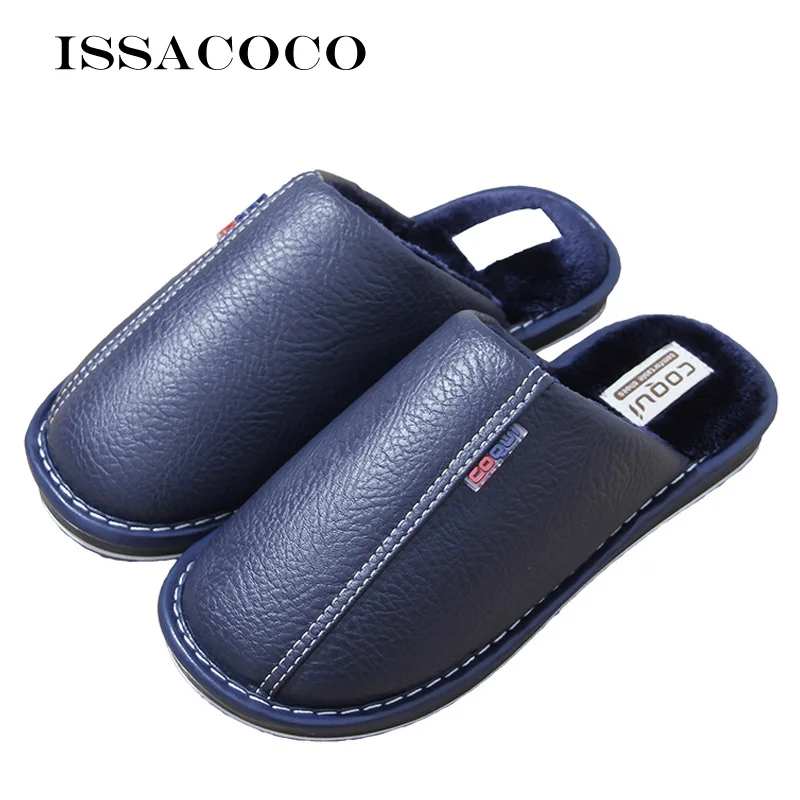 

ISSACOCO Men's Shoes Winter Warm Home Slippers Men Couple Plush Warm Slippers Indoor Soft Indoor Slippers Pantuflas Zapatillas