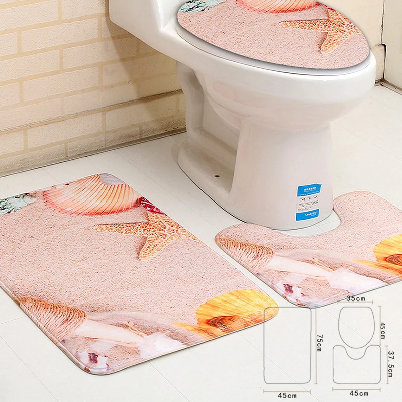 3 шт./компл. 3D Фламинго бабочка чехол для унитаза набор нескользящий коврик для ванной+ контурный коврик+ крышка для унитаза набор коврик, напольный ковер - Цвет: 1