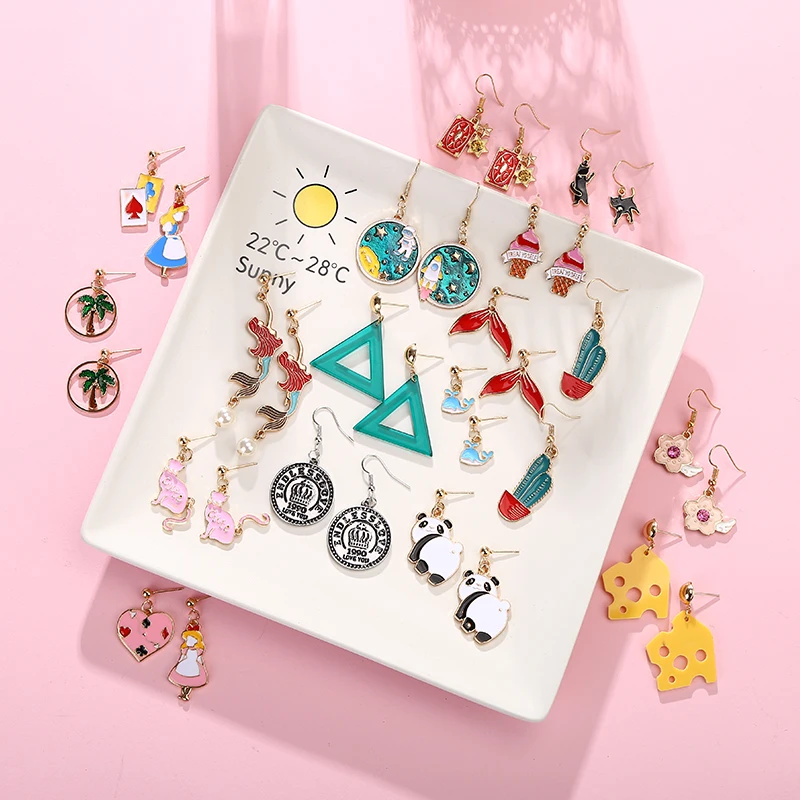

Fashion Ins Korean Long Earrings for Women Cartoon Animal Oil Drop Earring Ladies Drop Earring Girl Ear Jewelry Accessories Gift