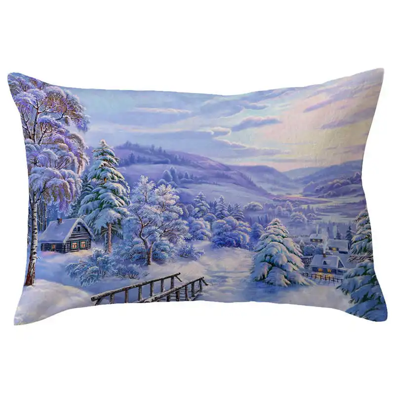 Merry Christmas Linen Pillow Cases Sofa Rectangle Cushion Cover Home Decoration pillow covers decorative velvet 3050cm #2o19 (9)