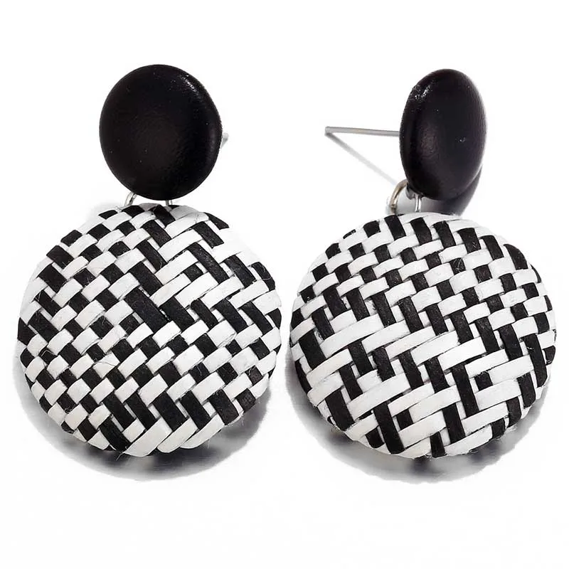 

Handmade Summer Earrings Fashion Jewelry for Women Straw Knitted Earrings Geometric Round Hanging Earings Fashion Jewelry 2019