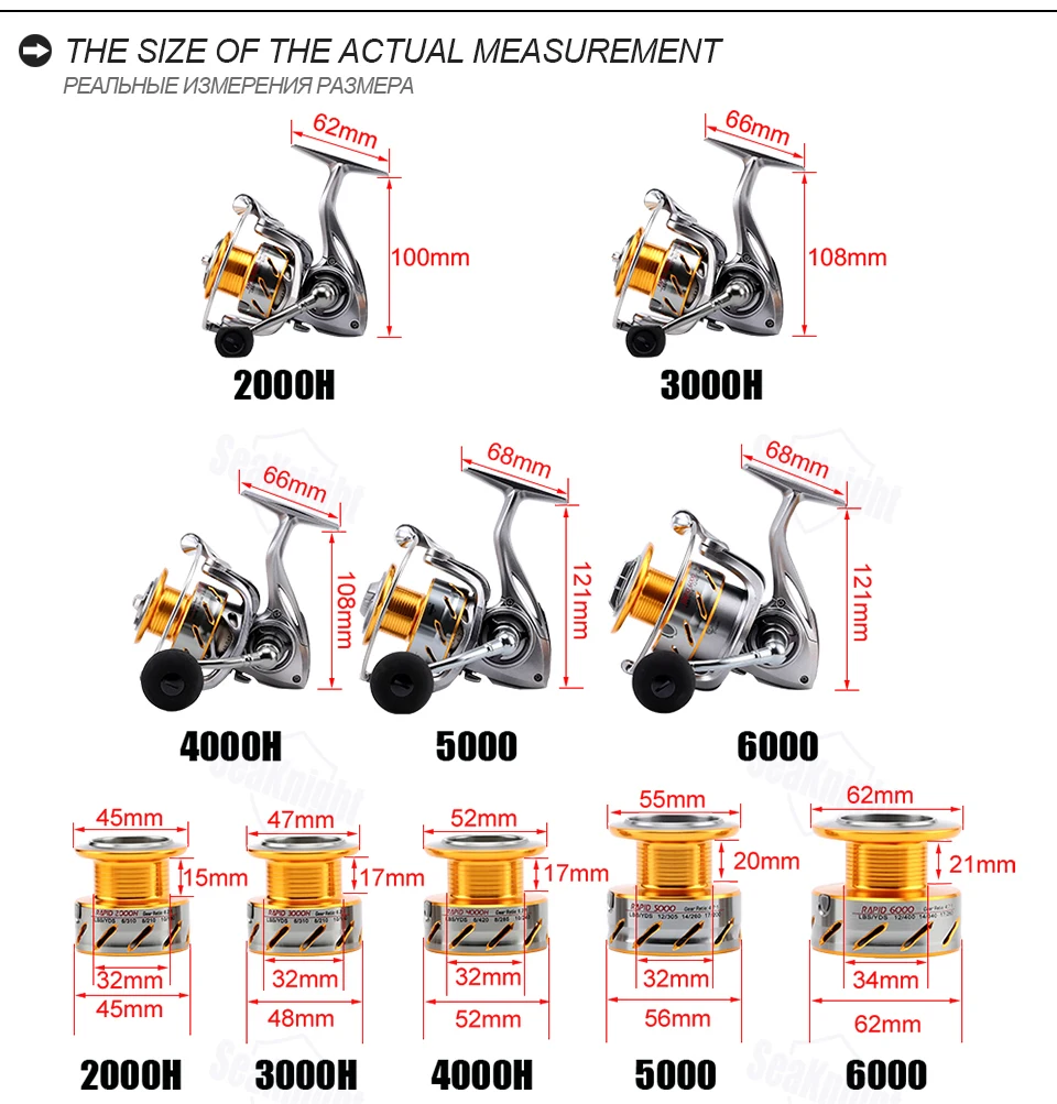 SeaKnight RAPID 2000H 3000H 4000H 5000 6000 спиннинговые Катушки 6,2: 1 4,7: 1 11BB антикоррозийное рыболовное колесо Катушка для морской рыбалки