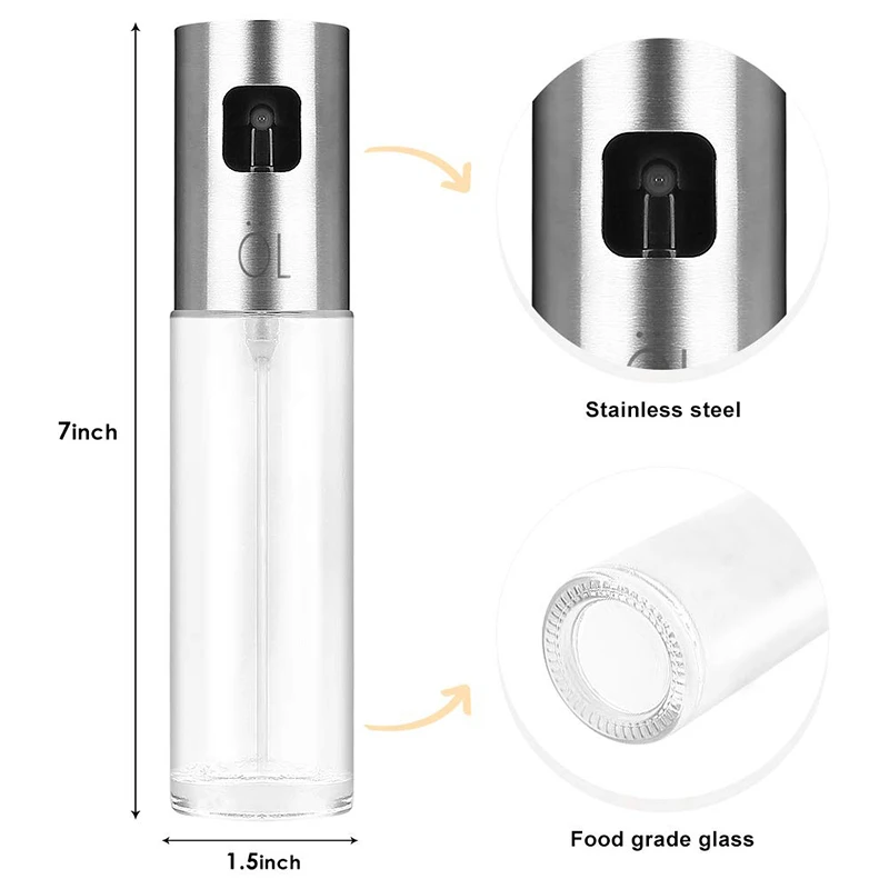 2-Pack распылитель оливкового масла, масляный дозатор для уксуса с пищевым стеклом для барбекю, салата, приготовления пищи, выпечки, обжарки, гриля, жарки