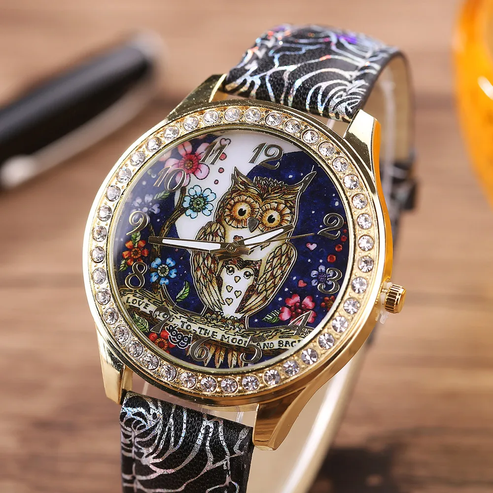 

Ladies Watch High Quality Korean Rhinestone Quartz Watch Sport Fashion watch Leather Band Female Clock montre femme Belt Watch