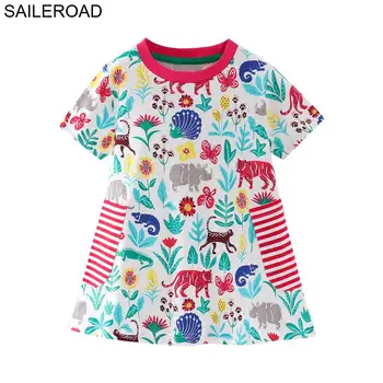 

SAILEROAD 7 year Girls Clothes Baby Girls Dress with Animal 2019 Summer Princess Dress for Girls Clothes Cotton Kids Costumes