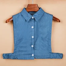 Женская рубашка поддельный съемный воротник ложный воротник джинсовый галстук лацкан блузка Топ Женская одежда Аксессуары