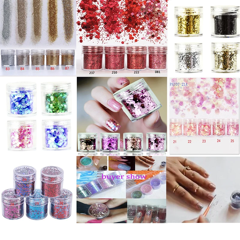

1box(10ml) Chunky Nail Dust 28 Mixed Colors Nail Glitter Dust Powder 3D Nail Sequins Flake Dust Powder Nail Art Powder Manicure#