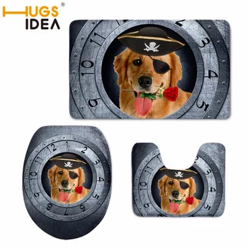 

HUGSIDEA Animal Dog Bathroom Toilet Seat Cover Entrance Door Mats Durable Rugs Flannel Dinosaur Pattern Overcoat Toilet Lid Mats