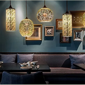 

Classic design LED lamp pendant light diameter 15/20cm 3D colorful Plated Glass Mirror Ball hanging light fixture