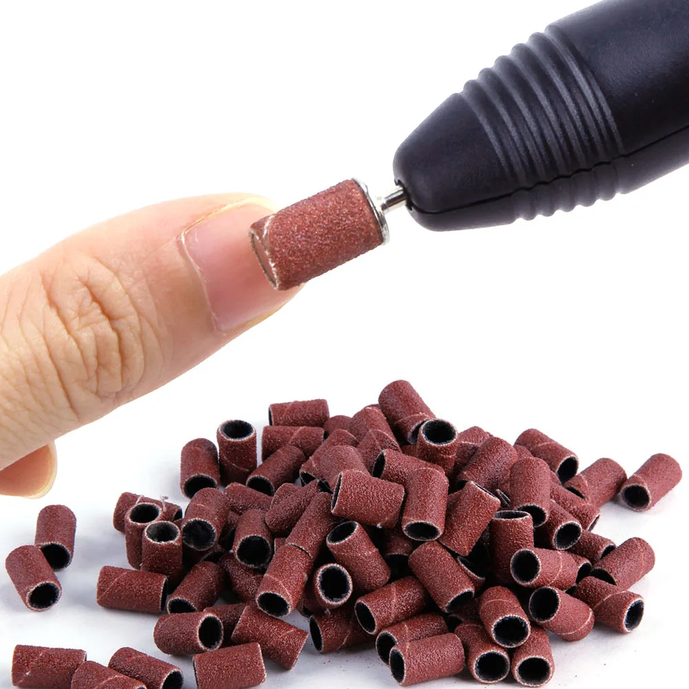 Nail Drill Bits Electric Nail Drill Electric Nail Grinder Electric Nail Polisher 80# 120# 180# Nail Art Sanding Bands For UV Gel Acrylic Polish Remover For Electric Nail Machine Drill Bits Accessory