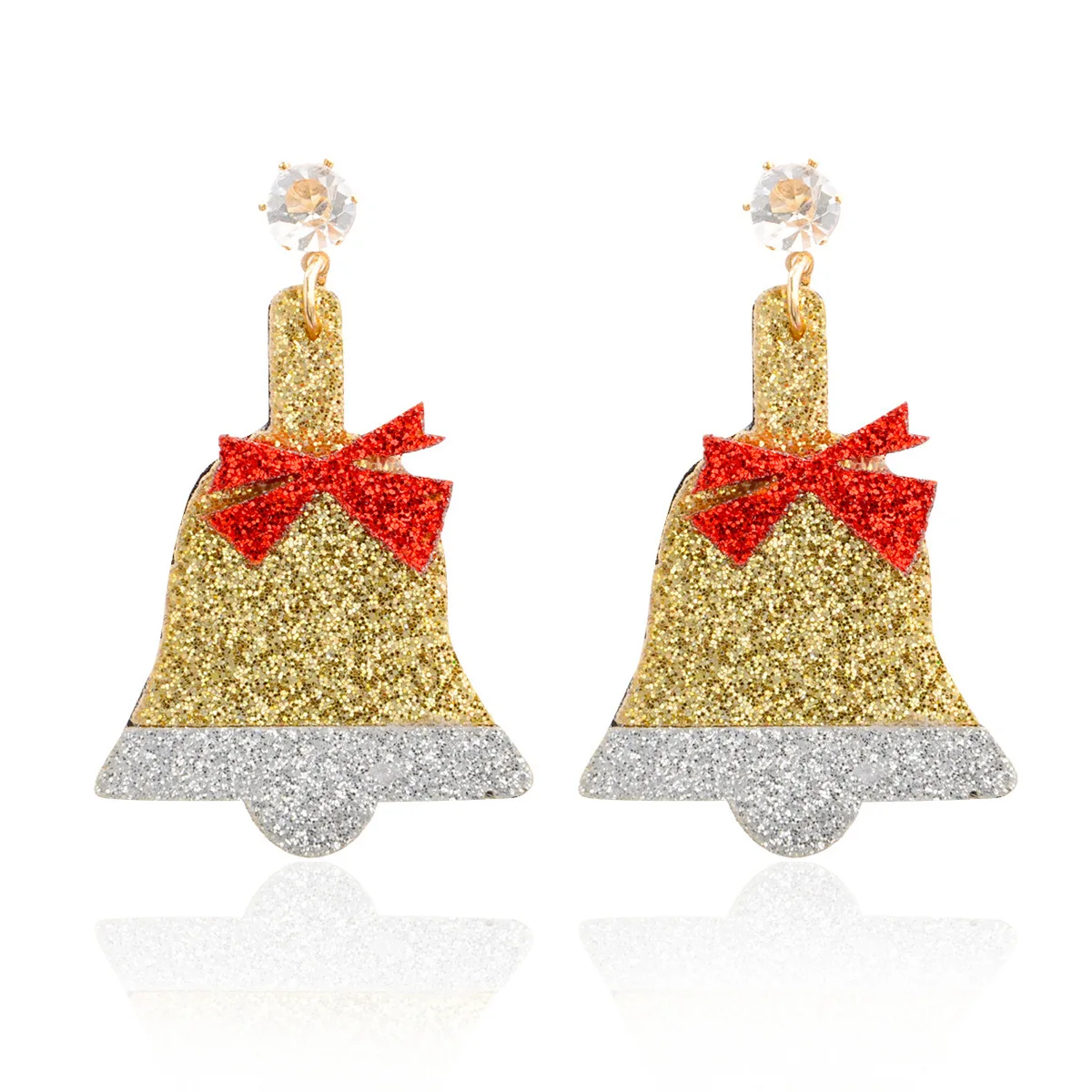 1 Pair Creative Christmas Dangle Earrings Shiny Jingle Bell Ear Studs Fashion Jewelry For Women Girls Colorful | Украшения и