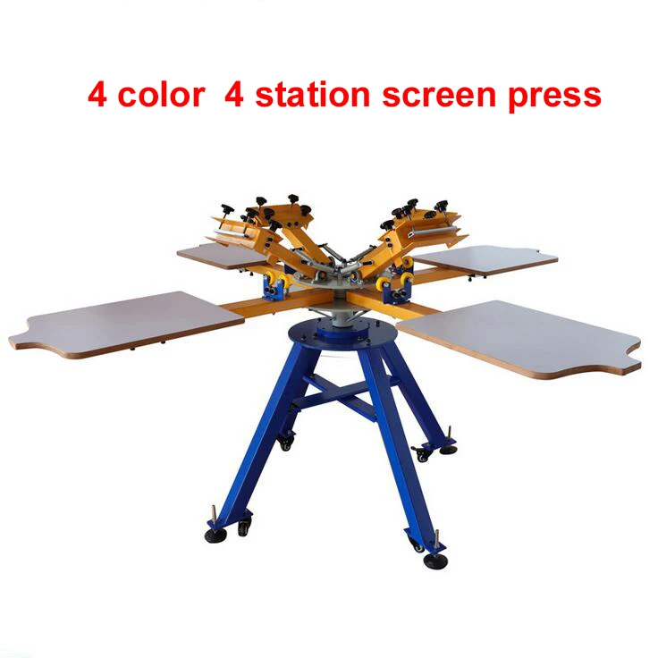 Руководство 4 цвета 4 станции офсетная шелкотрафаретная печатная машина для футболки принтер оборудование карусель