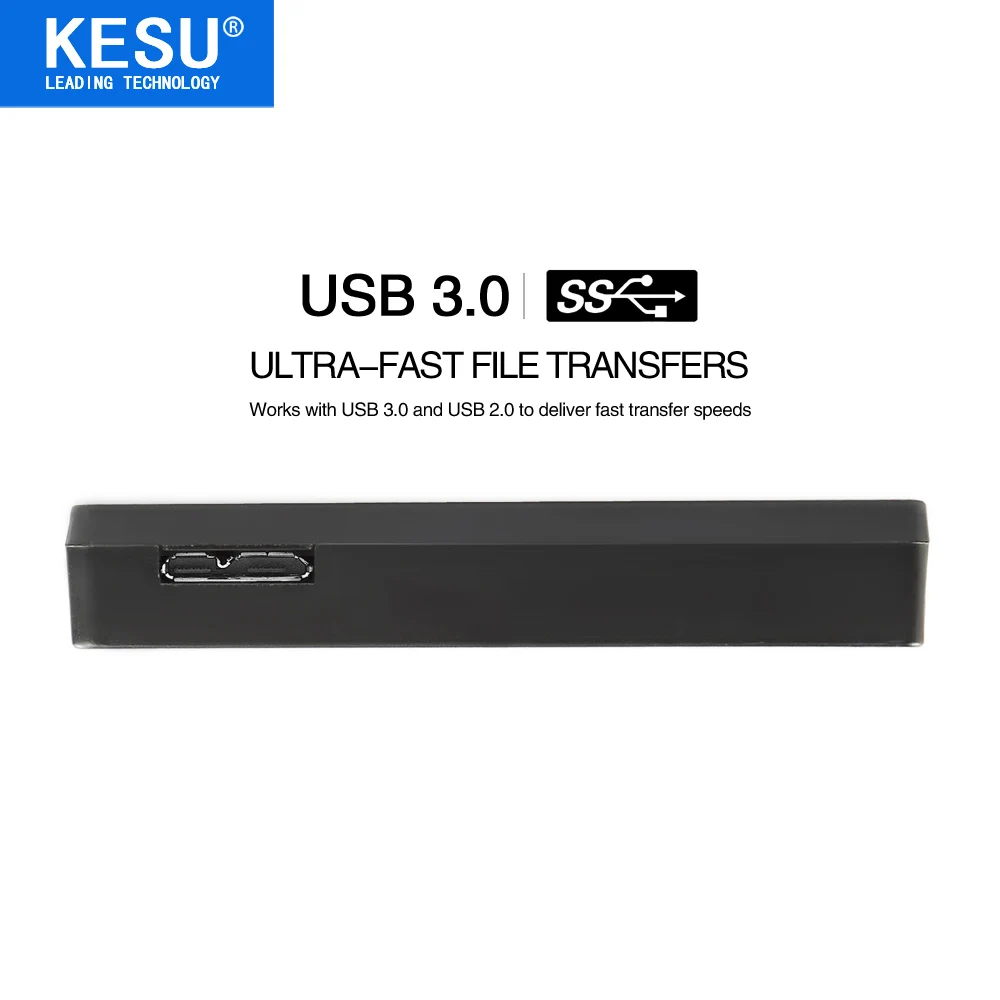Original KESU 2.5'' External Hard Drive USB3.0 HDD Portable External HD Hard Disk for PC Mac Desktop Laptop Server (Black/White)