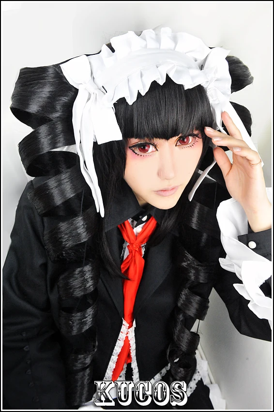 Danganronpa Dangan Ronpa Ludenbeck Celestia Ludenberg косплей парик Длинные большие вьющиеся пони прическа черные волосы