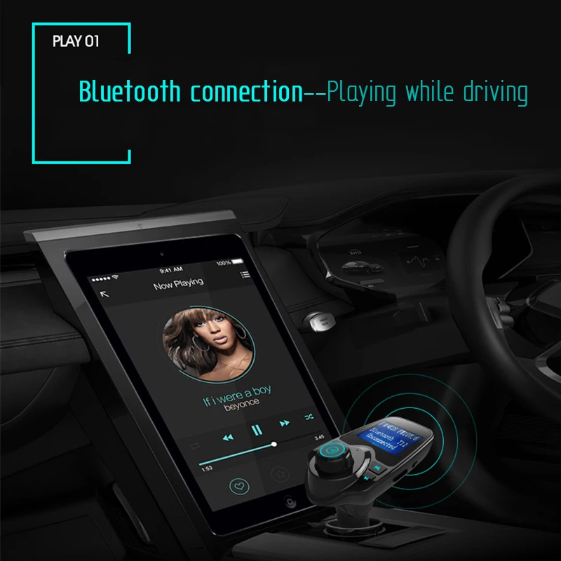 Bluetooth 3,0, беспроводной Автомобильный Mp3 AUX аудио плеер, автомобильный комплект громкой связи, FM передатчик blutooth, A2DP, 5 В, 2.1A, USB зарядное устройство, ЖК-дисплей