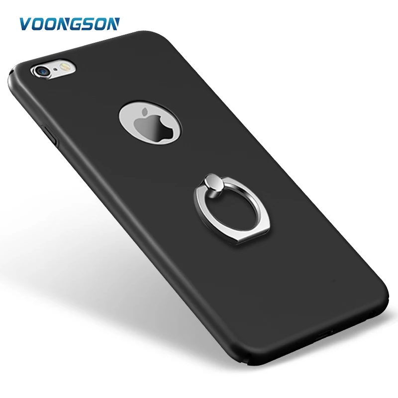 

VOONGSON For iphone 5s SE 6 6s 7 Plus Coroful Sets of Hard PC Case+Ring Shelf Support 360 Degree Matt Plating Mobile Phone Cases