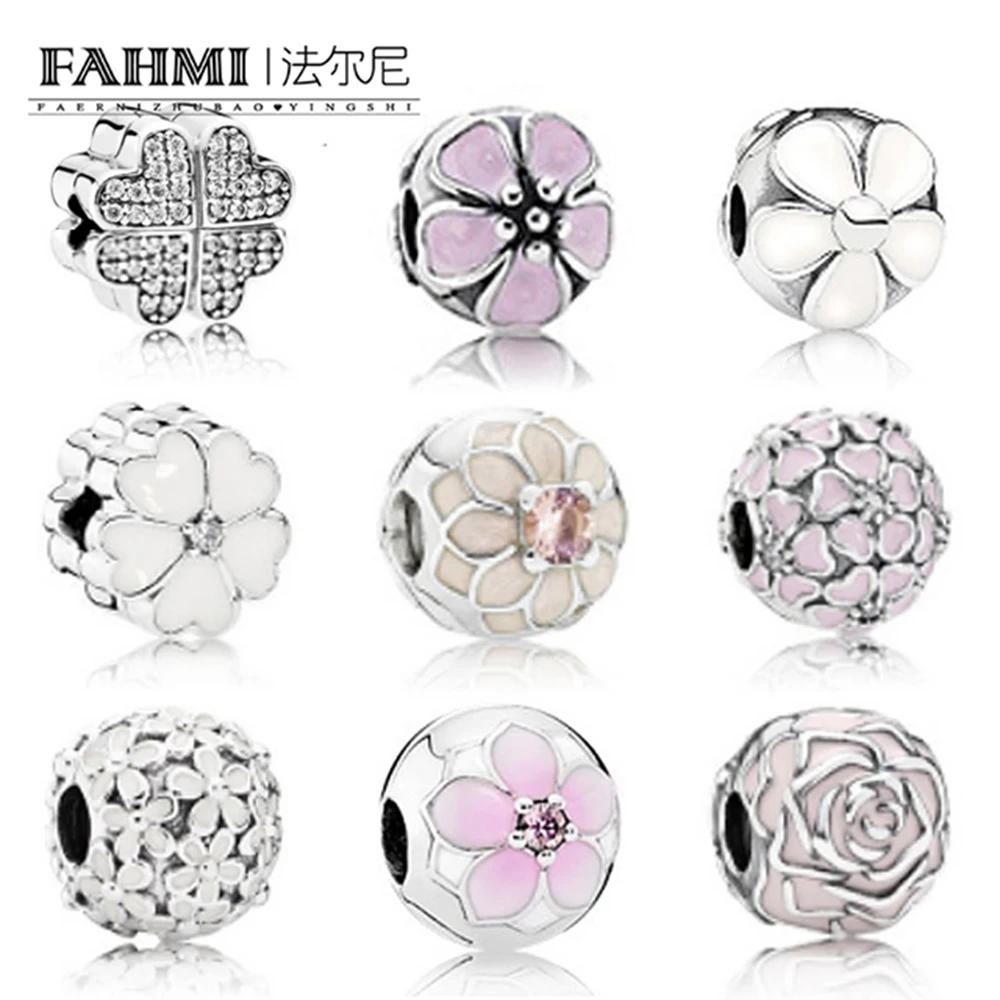 

FAHMI 925 Sterling Silver Safety Clip Spring bloom charm Bead Collocation Bracelet DIY Suitable Sending Woman Birthday Gift