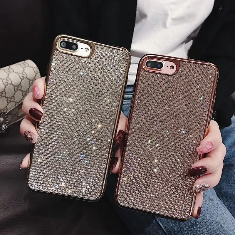 

Luxury sparkling phone case For iphone Xs Max XR X Case For iphone 6 6S 7 8 Plus Anti-fall soft side shockproof full back cover