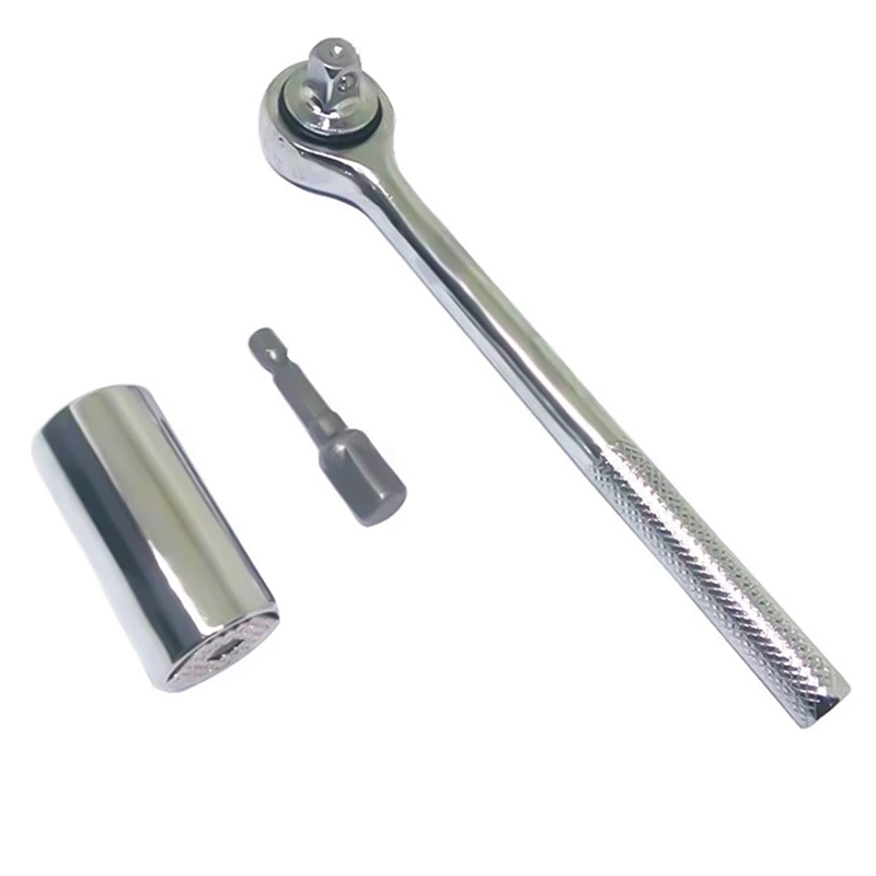 Universal Ratchet Socket 7 19mm Power Drill Adapter Torque Wrench Head