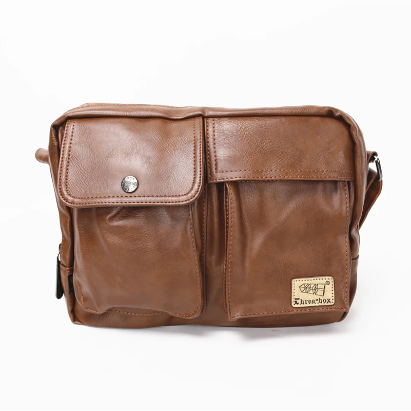 Three box 2017 good quality men's messenger bags pu leather travel bag