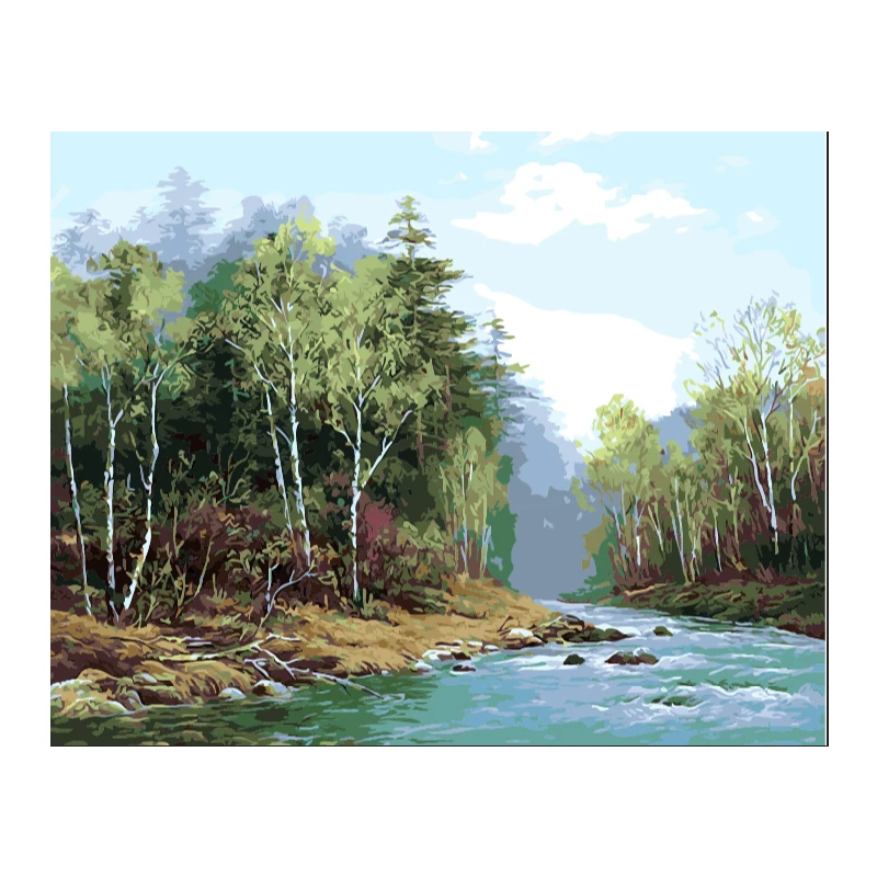 

Forest Creek Flow Hand Made Paint High Quality Canvas Beautiful Painting By Numbers Surprise Gift Great Accomplishment